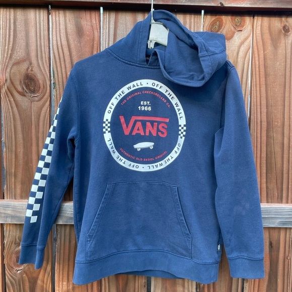 Vans off the wall kids navy blue  hoodie size kids XL ages 14+ - Picture 2 of 8
